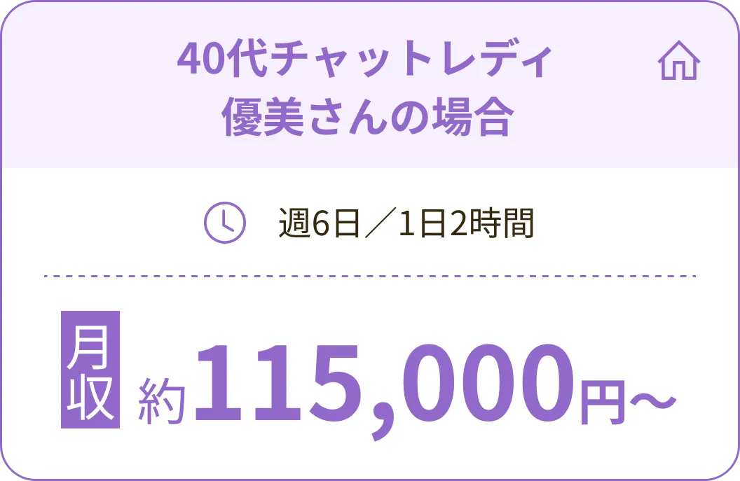 40代チャットレディ 優美さんの場合 週6日／1日2時間 月収約115,000円〜